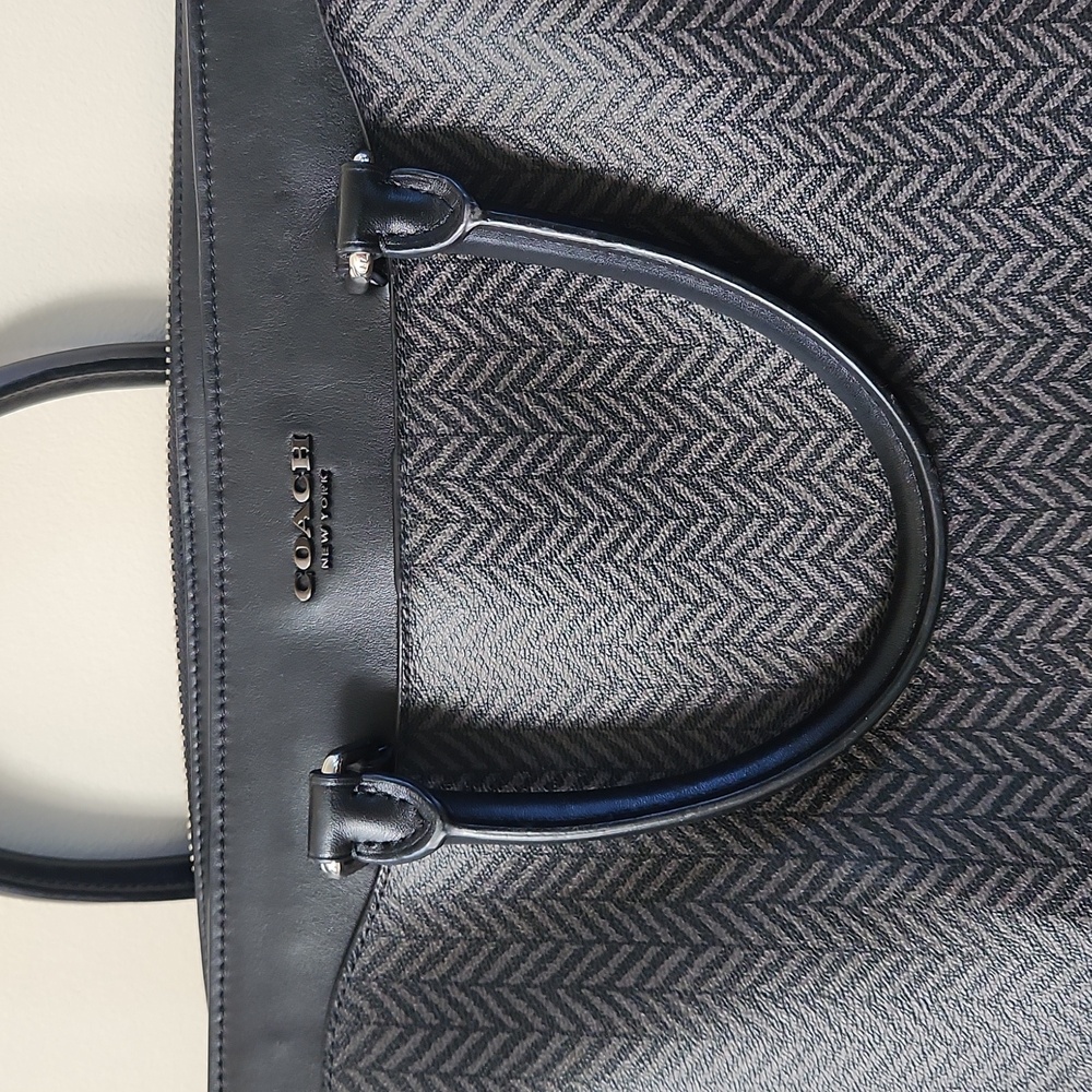 Coach laptop Bag Slim Perry Beckett Black Herringbone Briefcase Computer F72990 - Picture 3 of 6